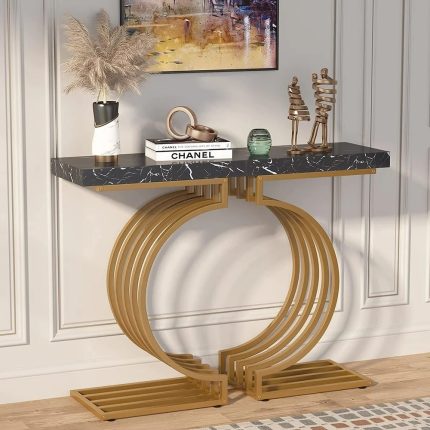Trinity Elegance: Multi-Color Marble Textured Console Table