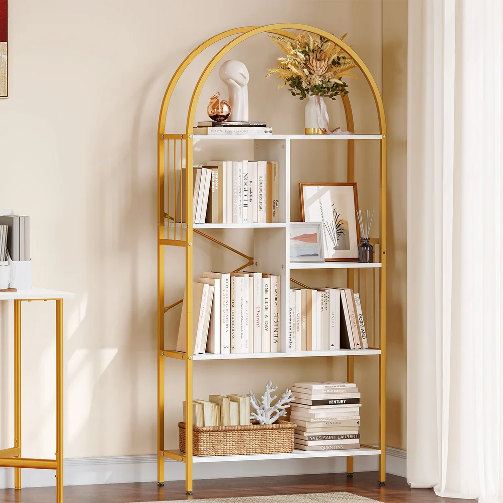 5-Tier-Arched-Bookshelf-and-Bookcase-Gold-Frame-for-Bedroom-Living-Room-Office (6)